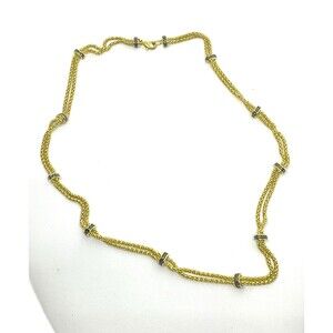 Jewelry -Goldtone Fashion Necklace with Sapphire Station Links (16 inches)